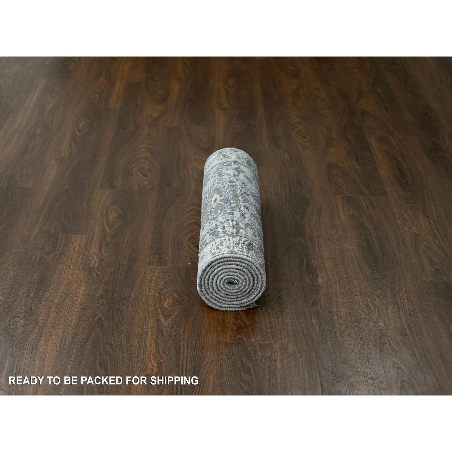 2'8"X8' Cloud Gray Karjihooz Design Pure Wool Hand Knotted Runner Rug
