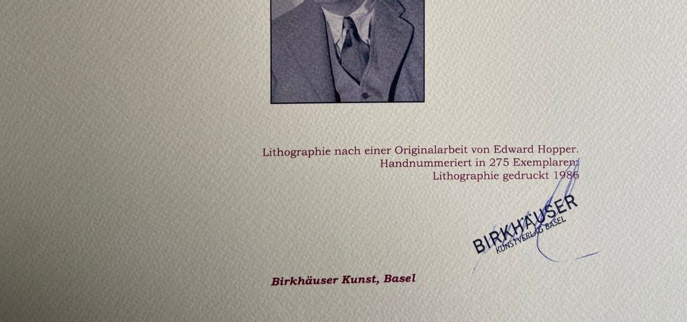 Edward Hopper 'Summer' Lithograph Coa Signed And Stamped 275 Ex