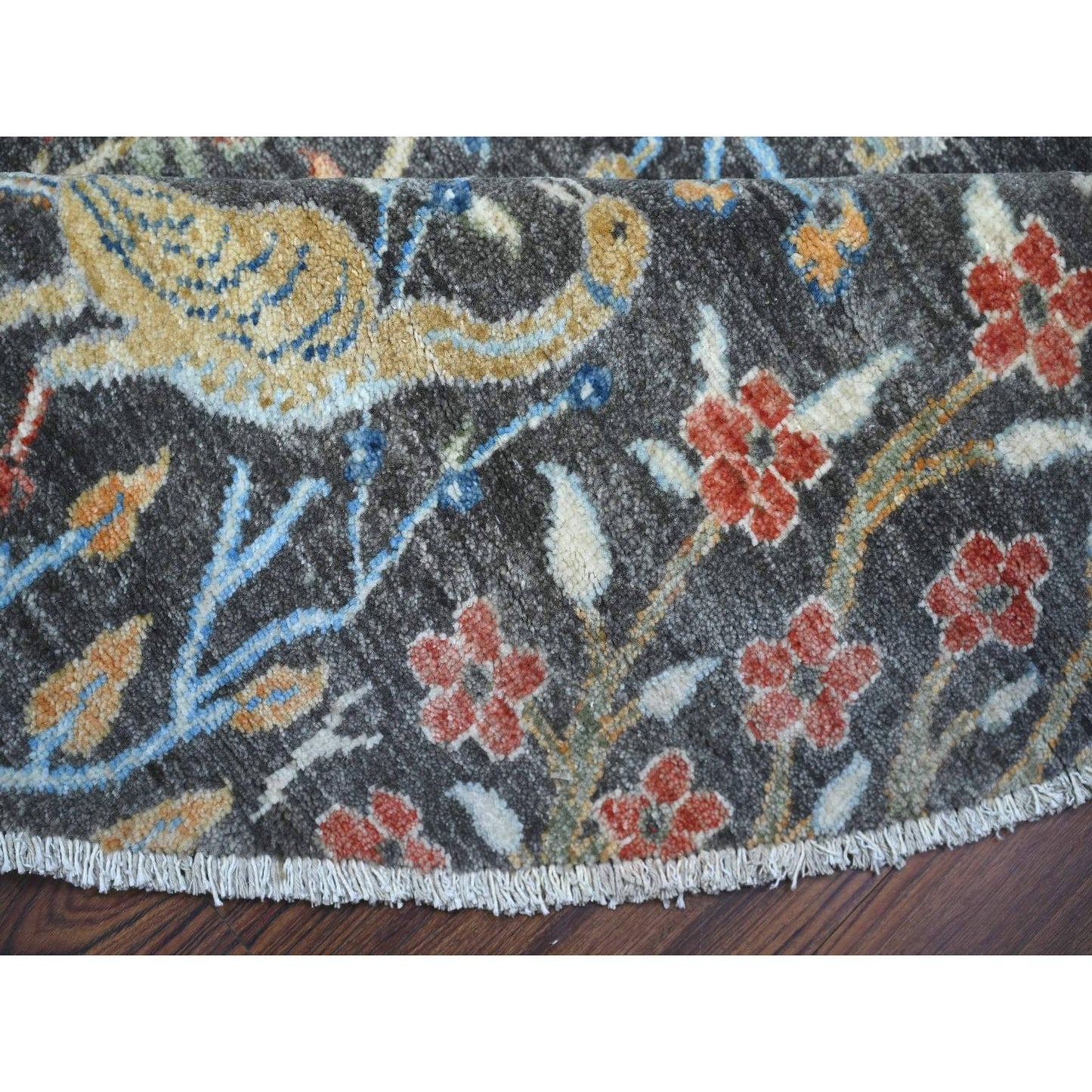 8'X8' Gauntlet Gray Wool Afghan Hand Knotted Peshawar Oriental Round Rug