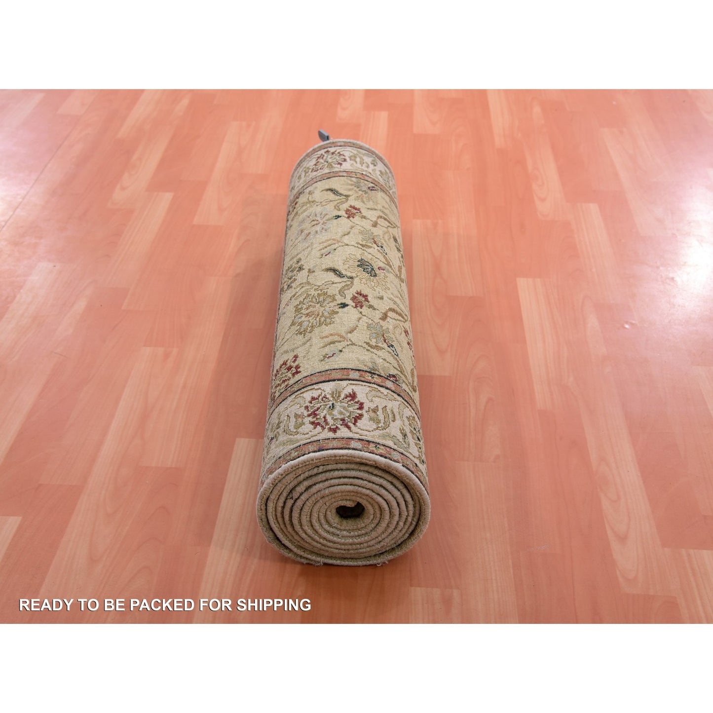 3'X12'1" Green Hand Knotted Rajasthan Design Silk And Wool Runner Rug