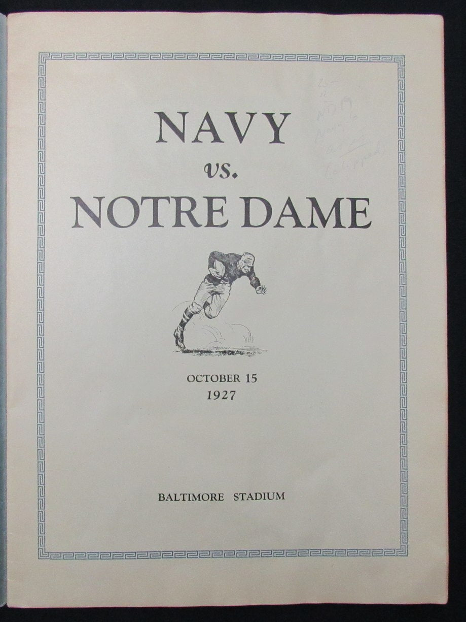 10/15/1927 Navy Vs. Notre Dame College Program