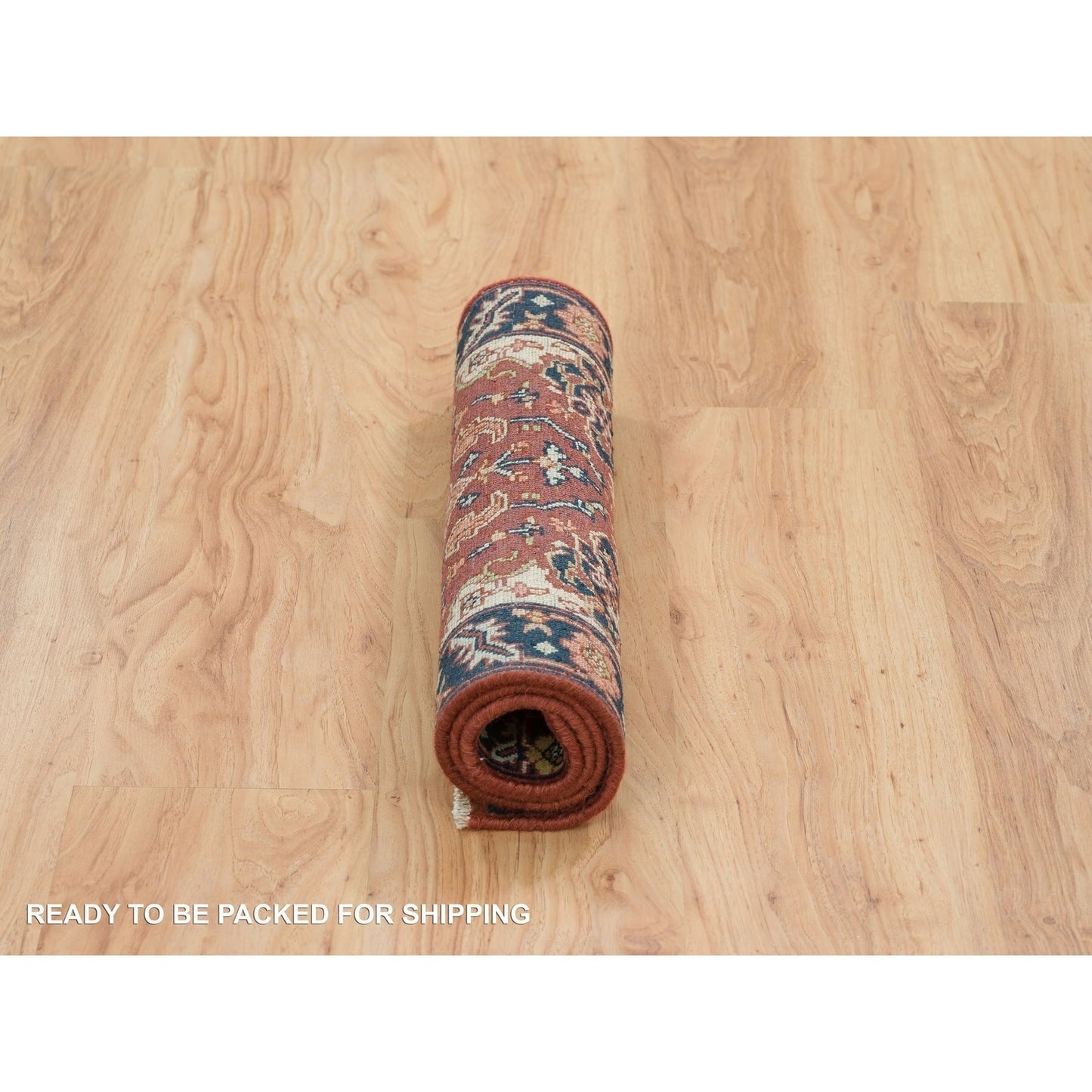 2'X3'2" Rust Red Antiqued Sarouk Re-Creation Pure Wool Hand Knotted Rug