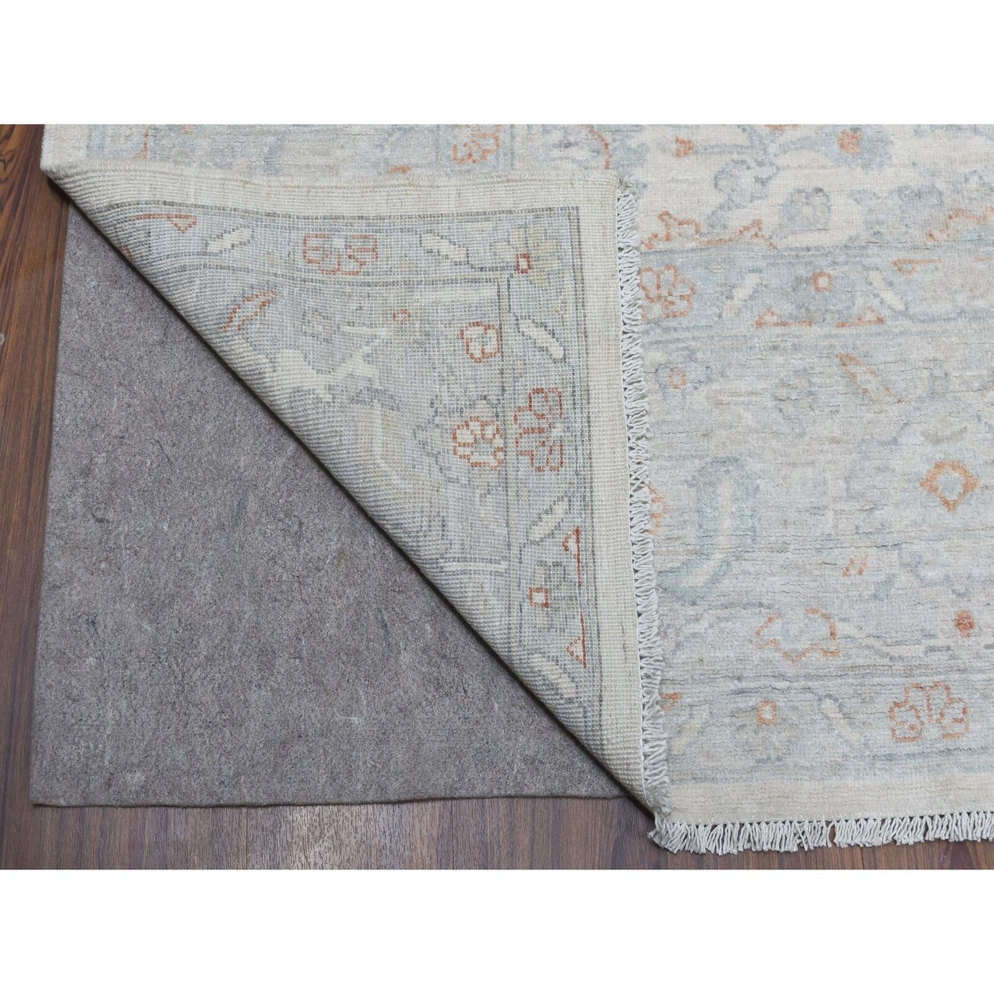 8'X9'9" White White Wash Peshawar Hand Knotted Natural Wool Oriental Rug