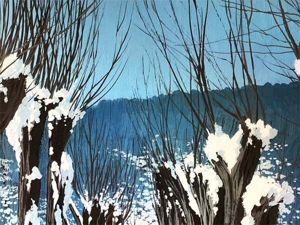 Jordi Vall Escriu "Snow Path" Original Oil Painting On Canvas Signed Spanish Art