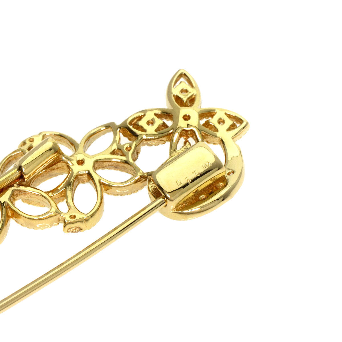 0.3ct Diamond Brooch K18 Yellow Gold 3.8g