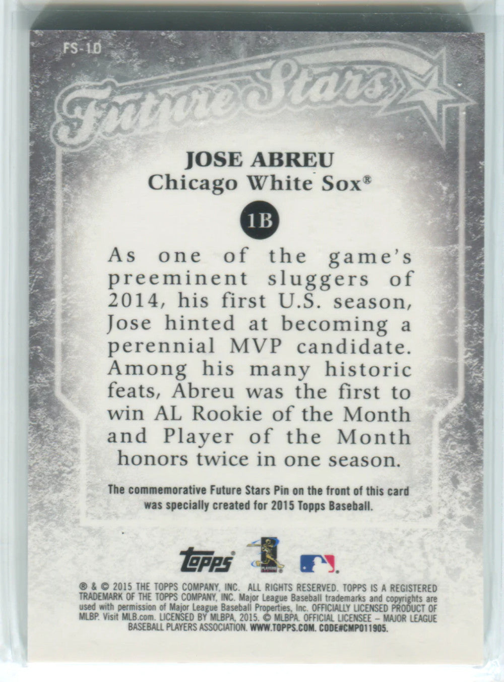 2015 Topps Future Stars #Fs-10 Jose Abreu Card