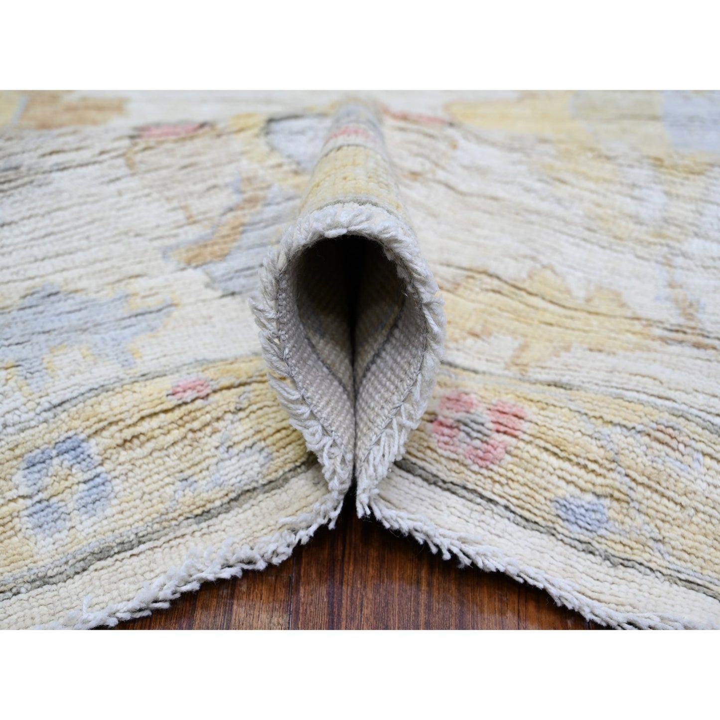 8'X9'9" Ivory Afghan Angora Oushak 100% Wool Hand Knotted Oriental Rug