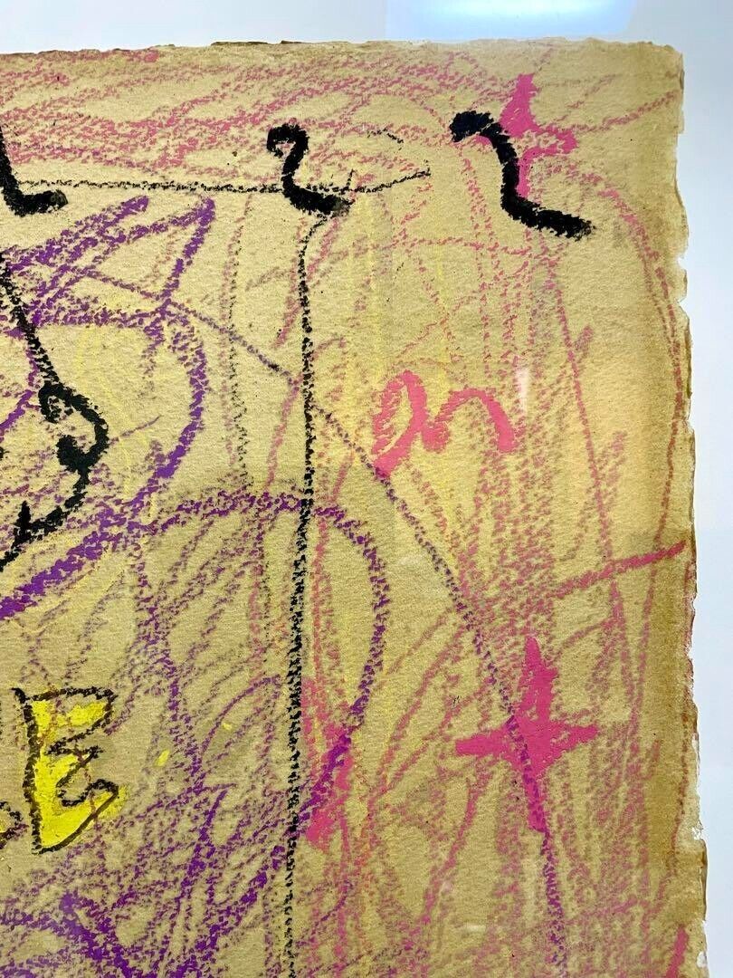 Ryol Signed Unique Painting Crayon On Paper