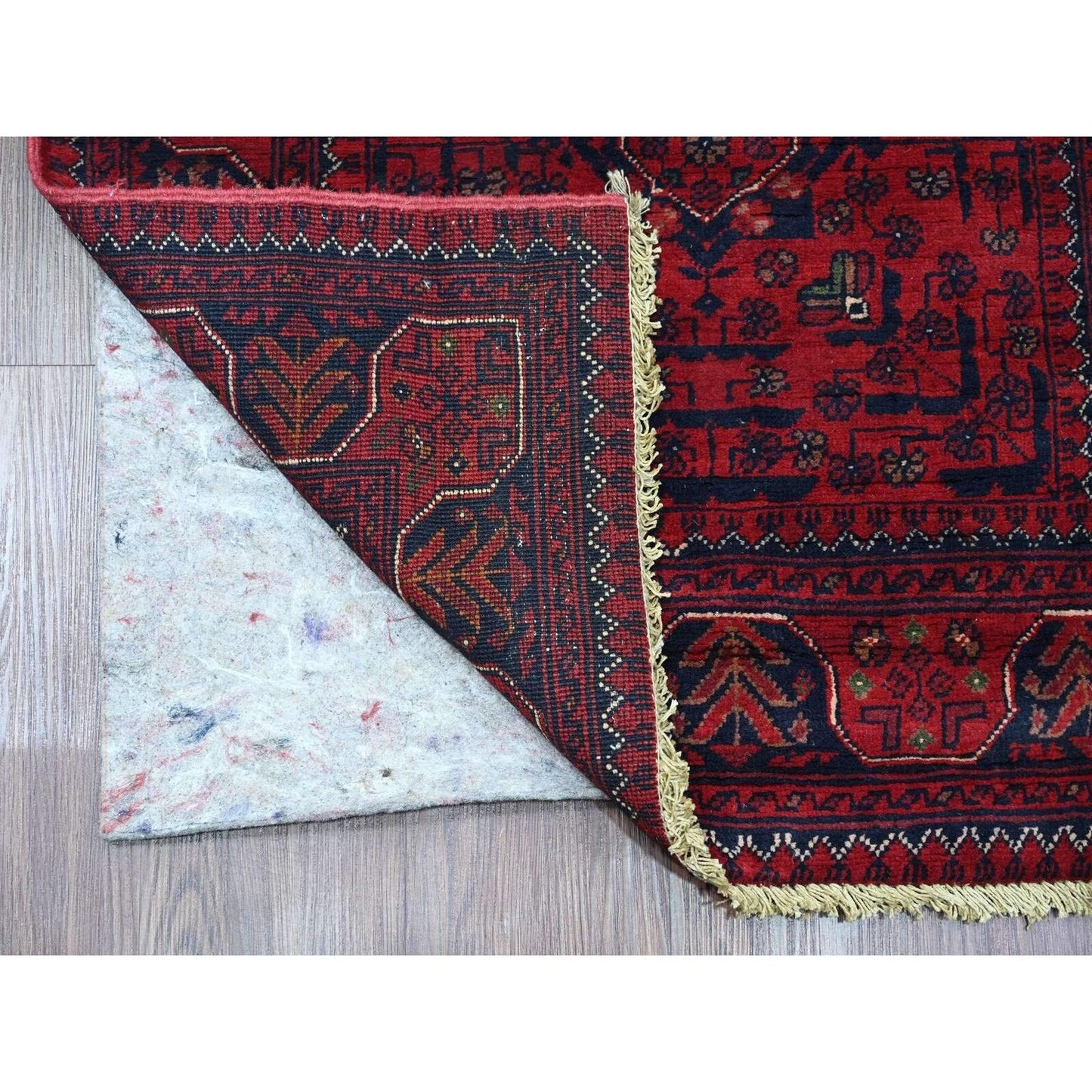 2'7"X9'5" Rich Red Afghan Khamyab Soft Wool Hand Knotted Runner Rug