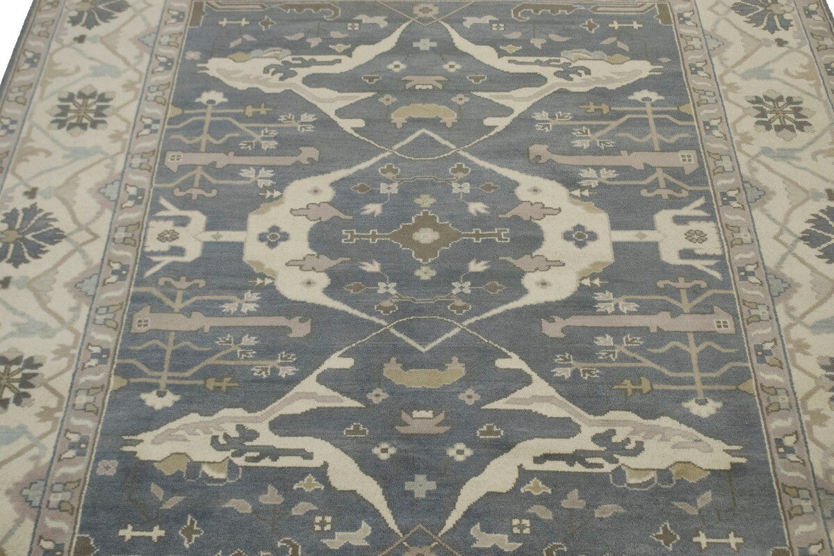 Handmade Oushak Oriental Rug Floral Design Pastel