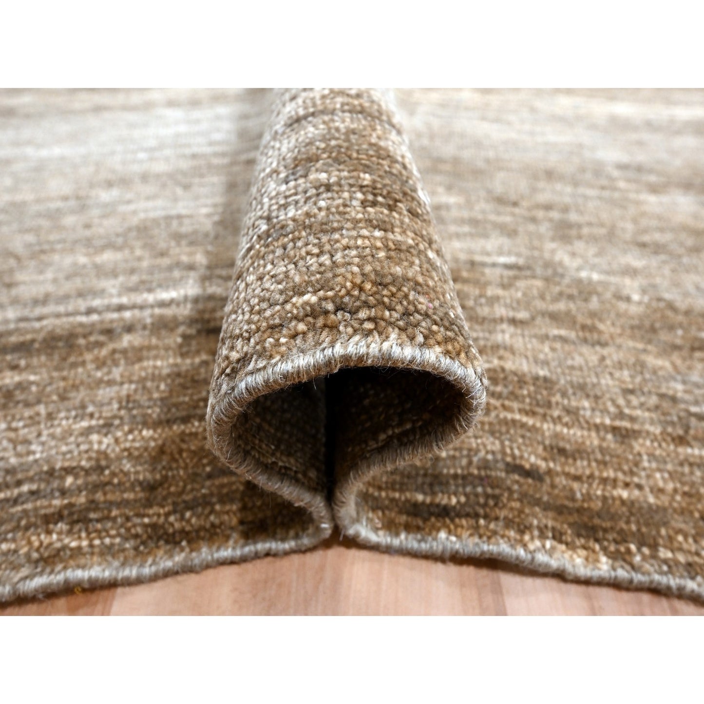 9'4"X12'4" Shades Of Brown Modern Plain Design 100% Wool Hand Knotted Rug