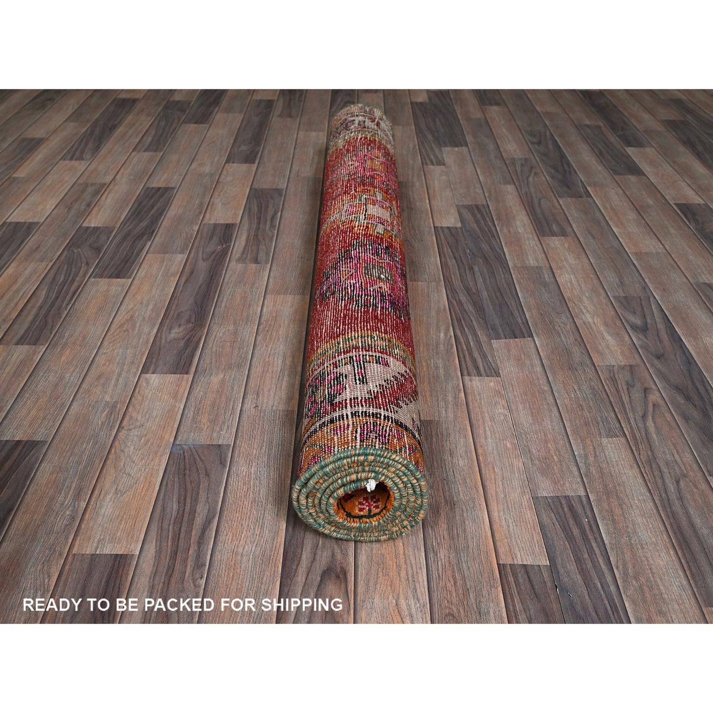 4'4"X7'4" Red Vintage Zoroastrian Caucasian Gul Design Knotted Wool Rug