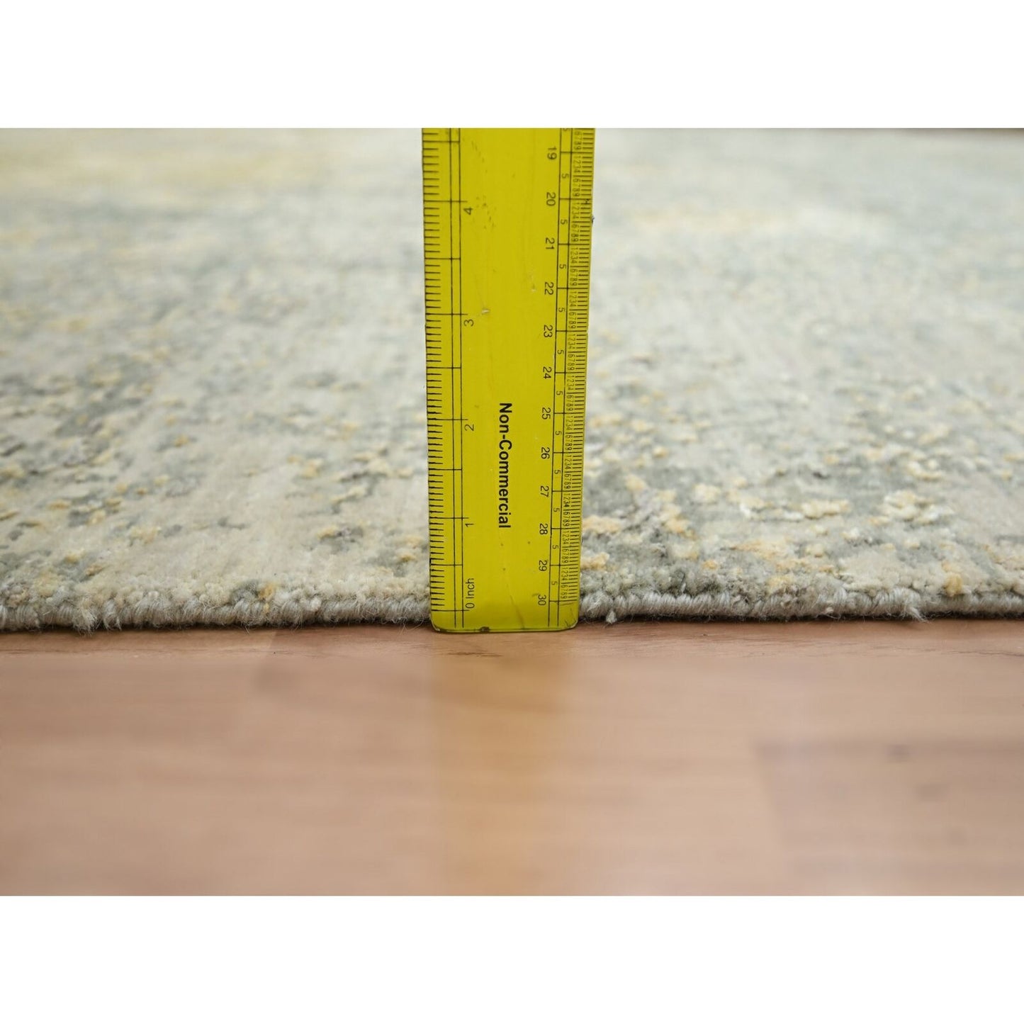 8'X10'1" Sage Green Abstract With Galaxy Design Wool Hand Knotted Rug