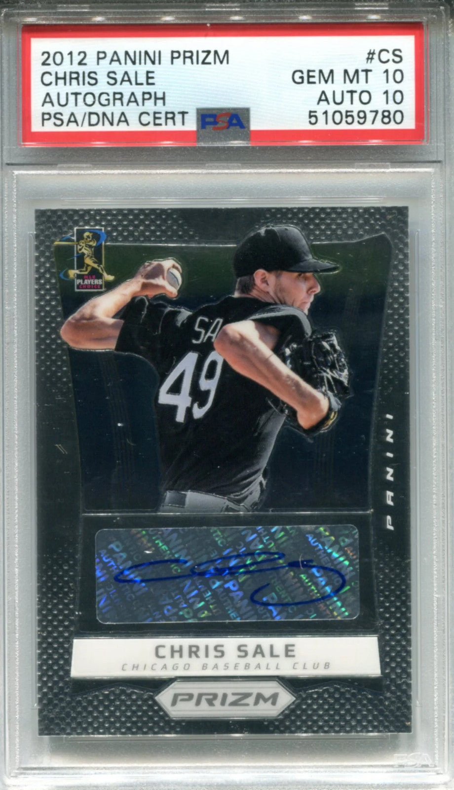 Chris Sale Autographed 2012 Panini Prizm Card
