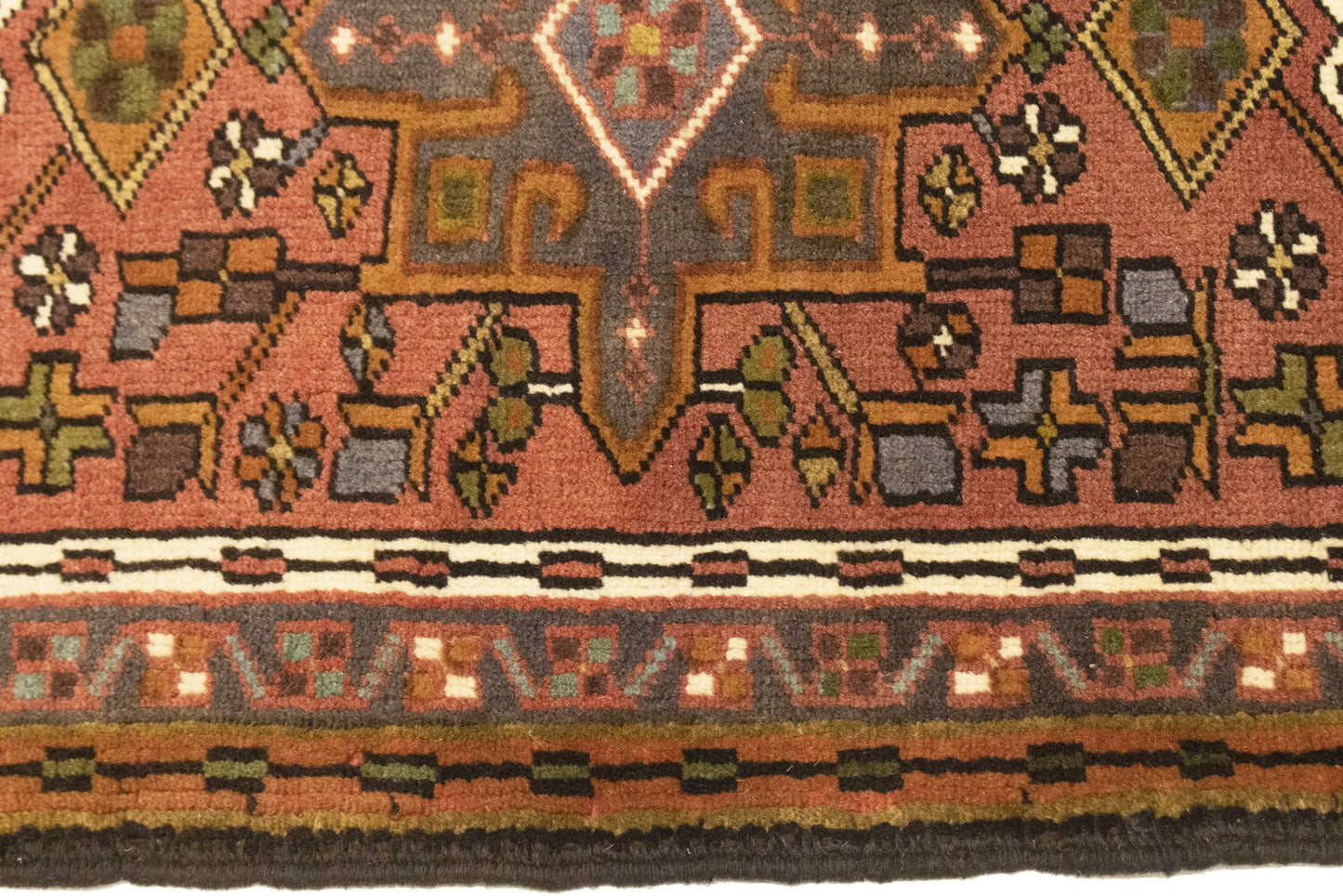 Vintage Red Geometric Runner Rug Narrow Farmhouse