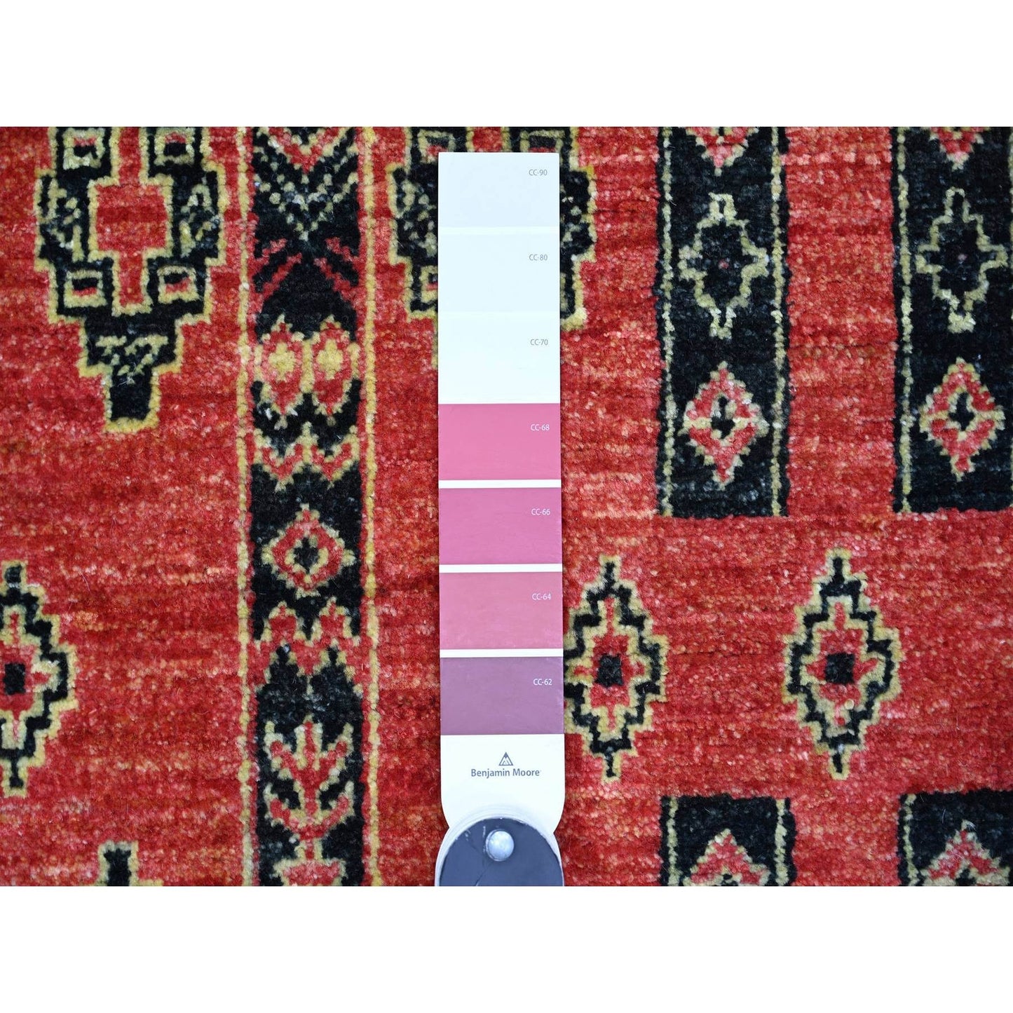 4'X9'10" Crimson Red Fine Peshawar Wool Hand Knotted Oriental Rug