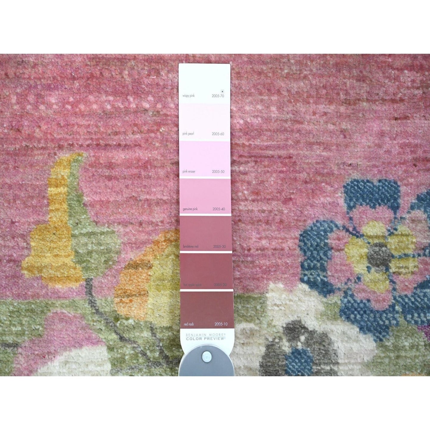 9'X12'3" Green Chinese Art Deco Inspired Peshawar Hand Knotted Wool Rug