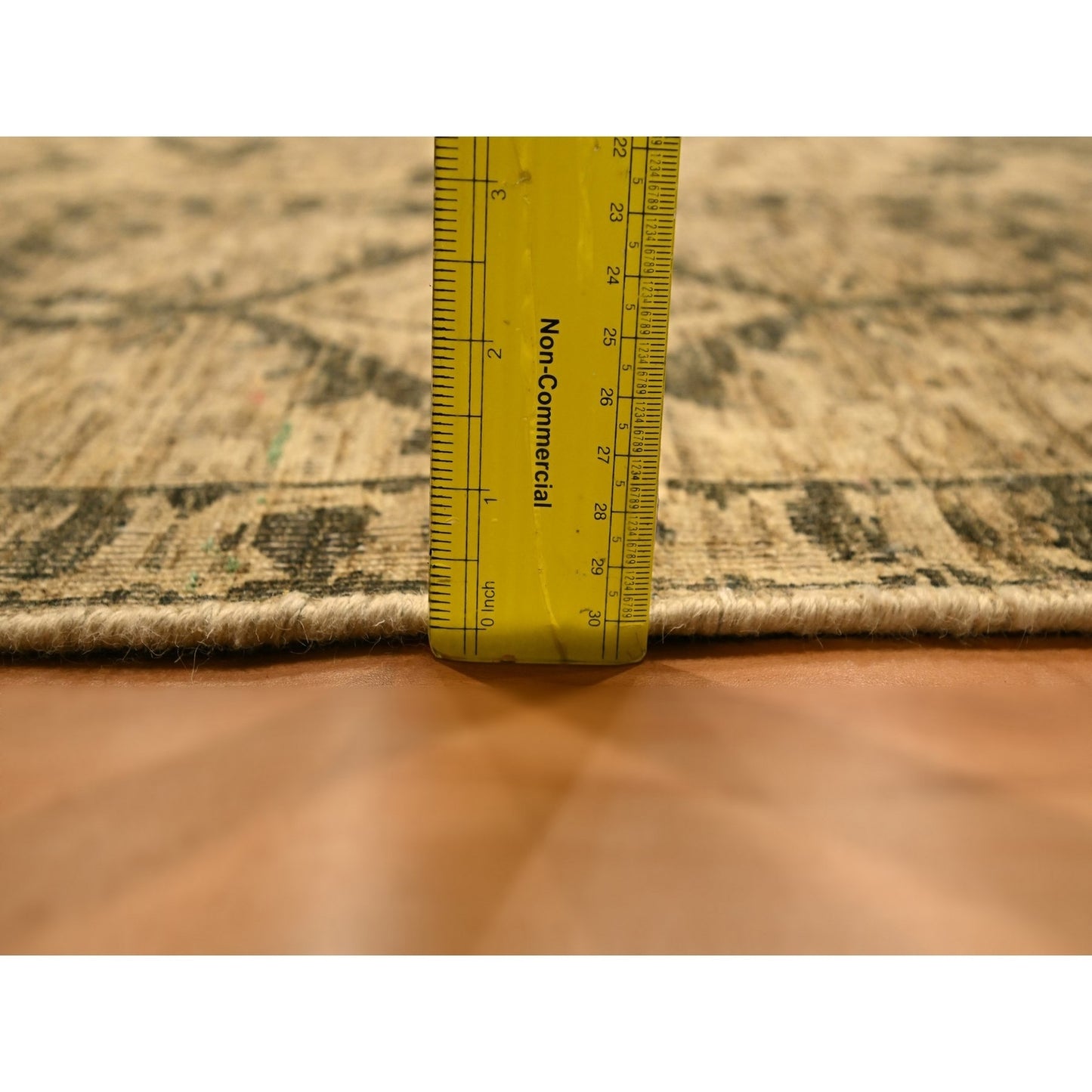 7'10"X9'9" Brown Leaf Design Natural Wool Hand Knotted Zero Pile Rug