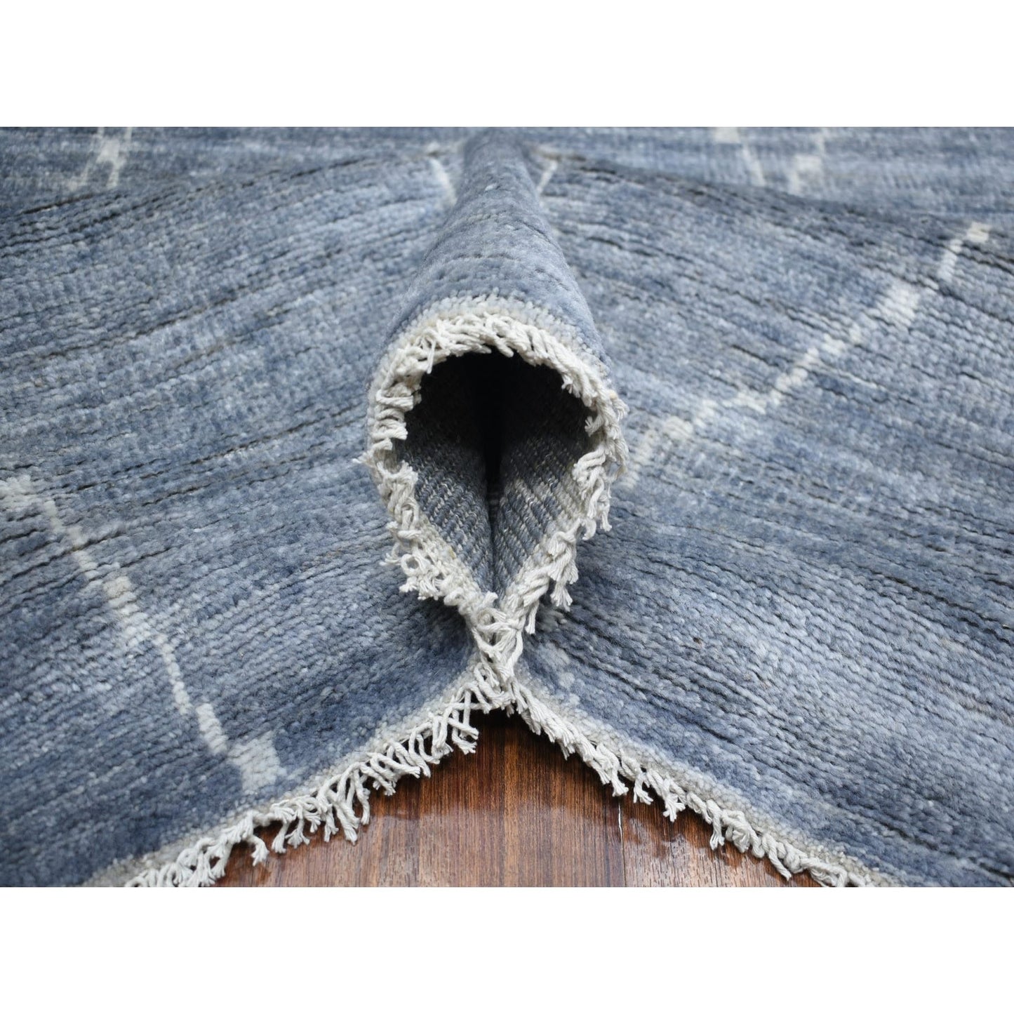 8'6"X11'6" Gray, Hand Knotted, Moroccan Berber, Soft Wool Rug