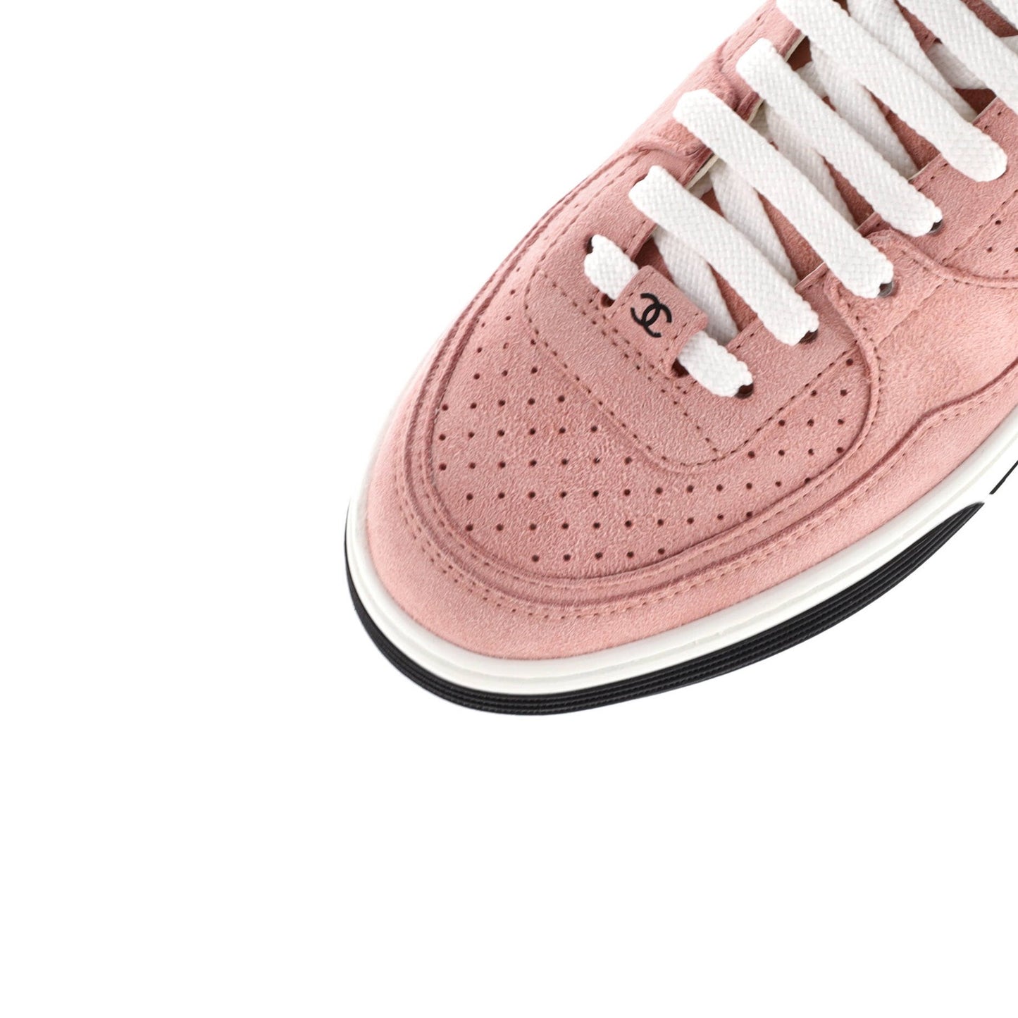 Chanel Women'S Cc Low-Top Sneakers Perforated Suede
