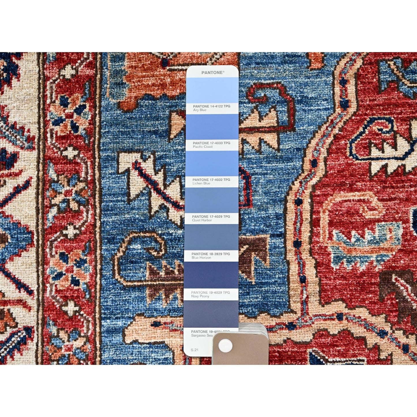 6'1"X11'7" Blue Aryana Grade Seeripe Heris Wool Hand Knotted Runner Rug