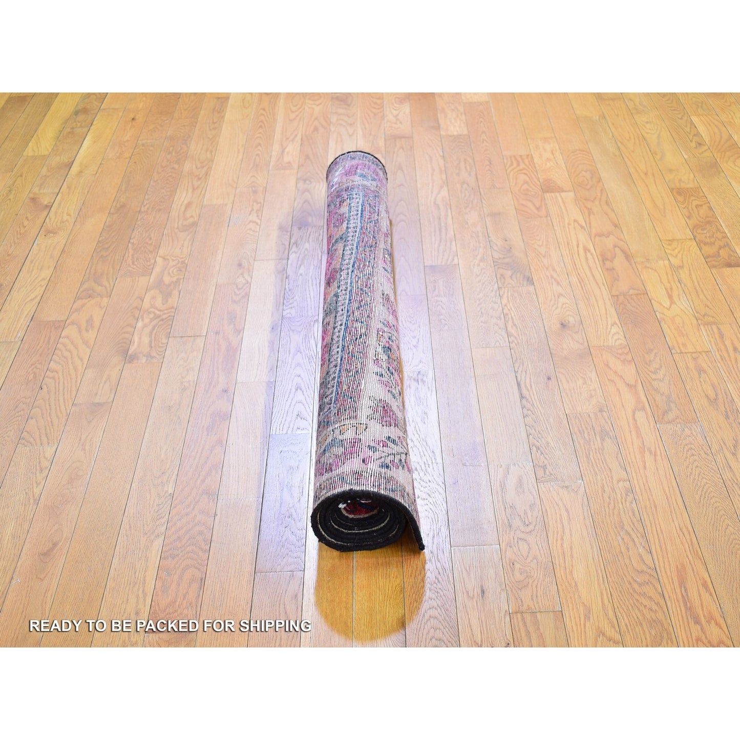 4'5"X6'1" Beige Old Farsian Karabakjon Clean Pure Wool Hand Knotted Rug