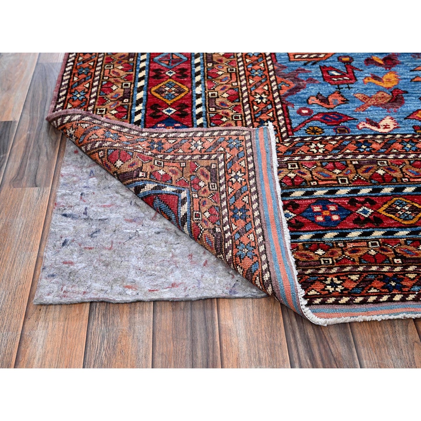 8'6"X10'8" White Hand Knotted Afghan Caucasian Design Revival Soft Wool Rug