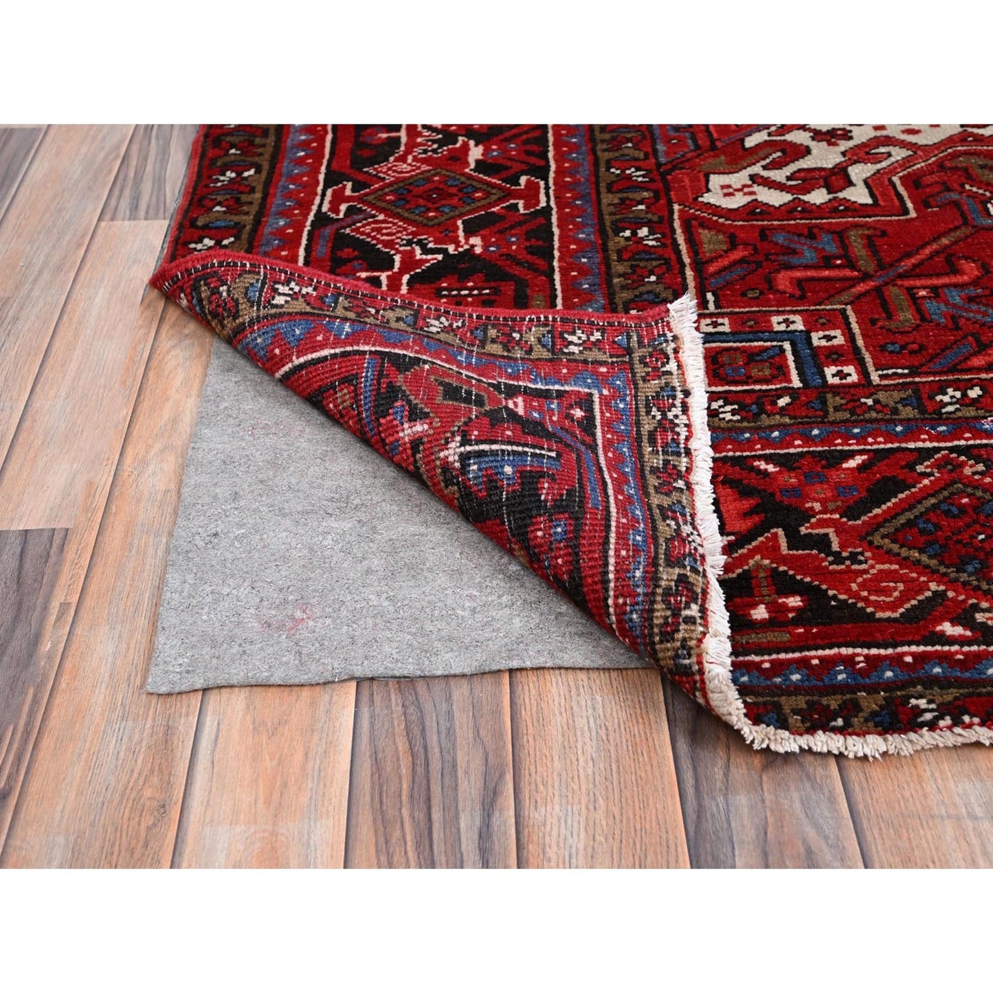 10'2"X13'8" Penn Red Hand Knotted All Wool Cropped Thin Oriental Rug