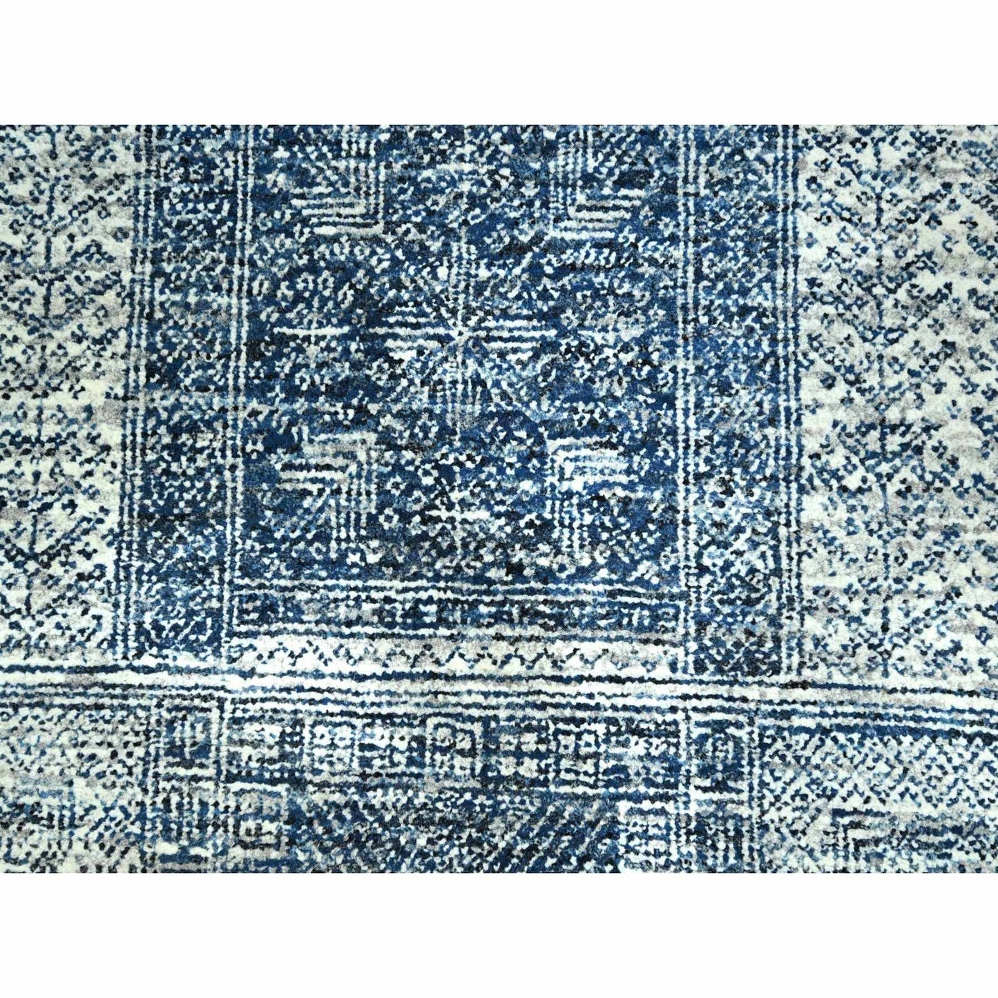 8'1"X10'2" Aegean Blue Garden Design Agra Hand Knotted 100% Wool Rug