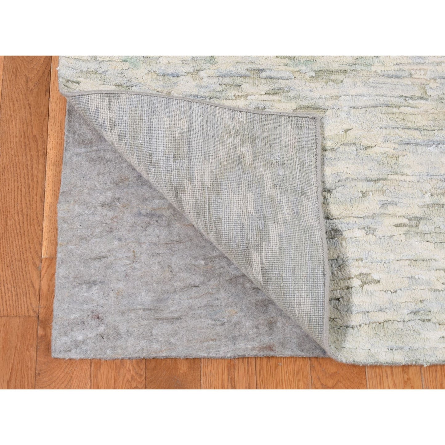 9'10"X14' Ivory Pure Silk With Wool Fluffy Collection Hand Knotted Rug