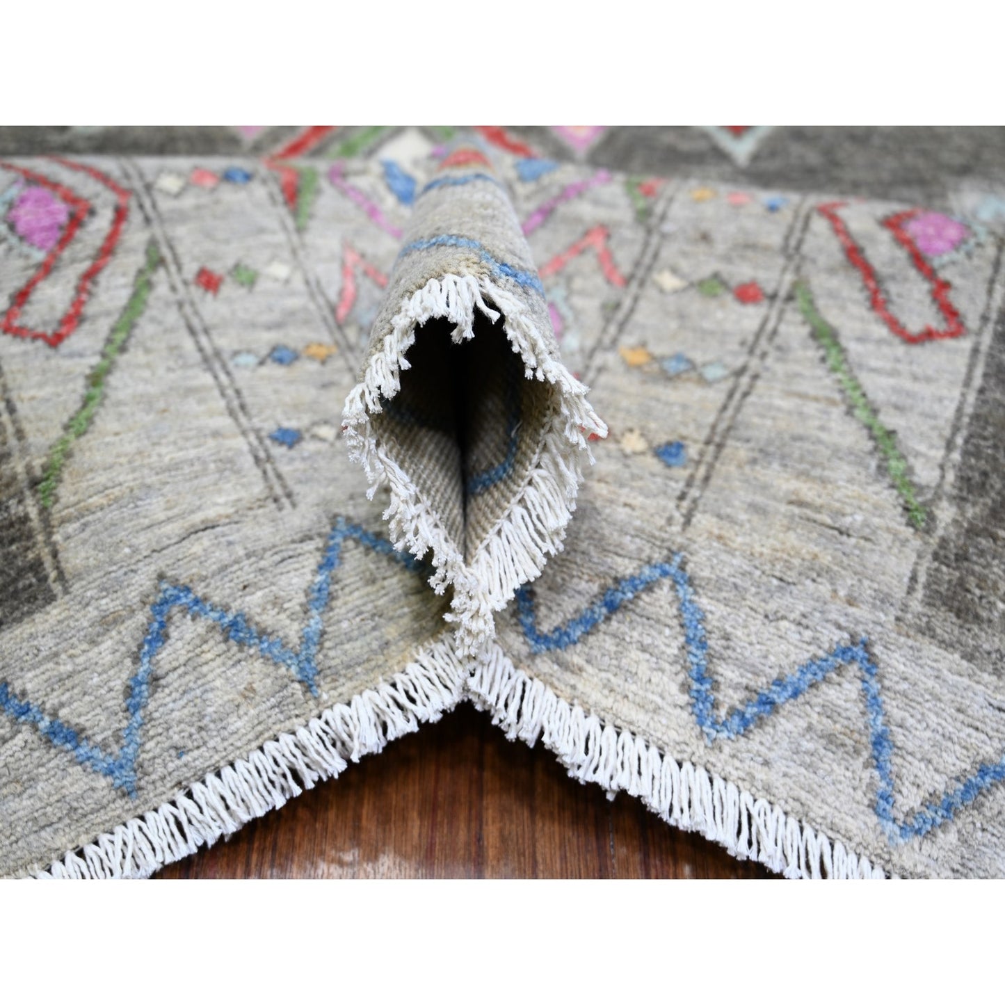 9'10"X13'8" Cloud Gray Fine Peshawar Wool Hand Knotted Oriental Rug