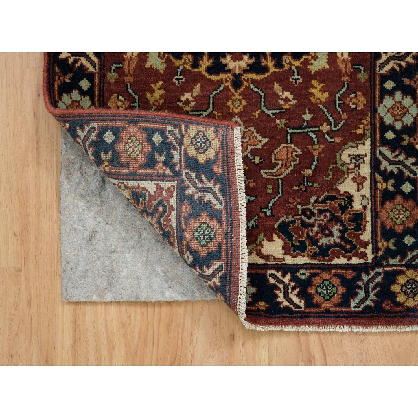 2'X3'2" Rust Red Antiqued Sarouk Re-Creation Pure Wool Hand Knotted Rug