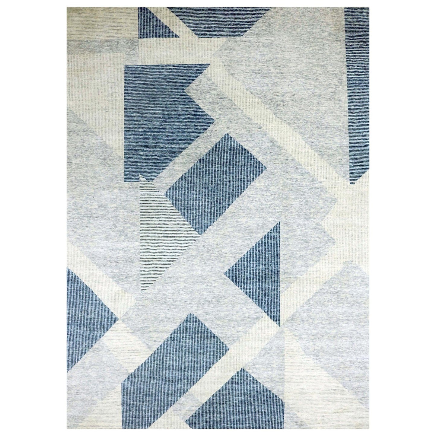 12'1"X18'4" Blue Art Deco Collection Wool Hand Knotted Oversized Rug