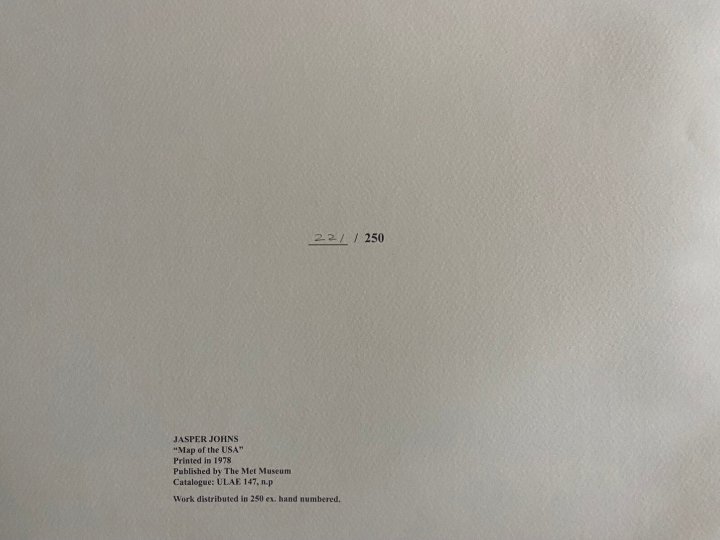 Jasper Johns ' Map ' Lithograph Coa Numbered Hand