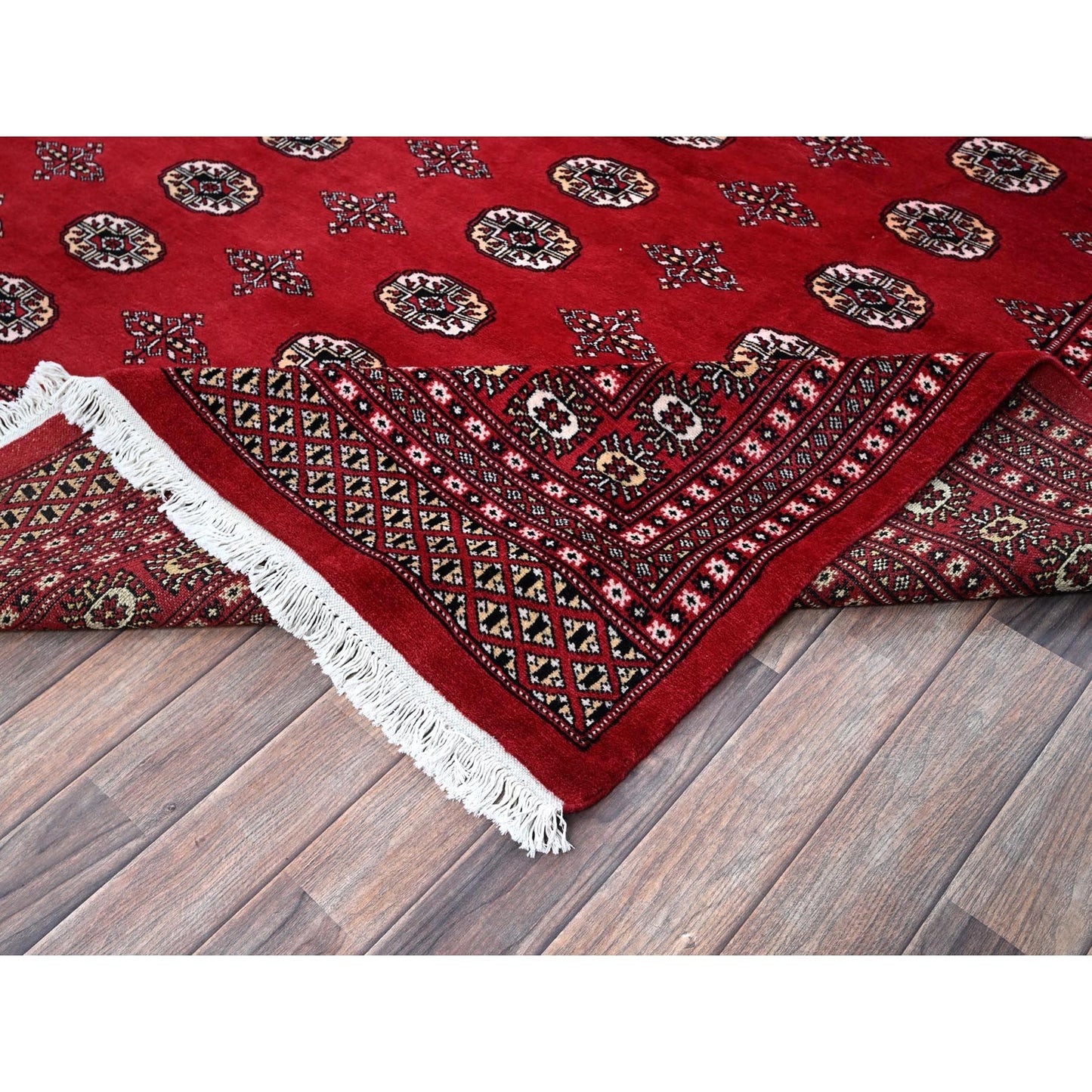 9'X12'6" Scarlet Red Princess Bokara Soft Wool Hand Knotted Rug