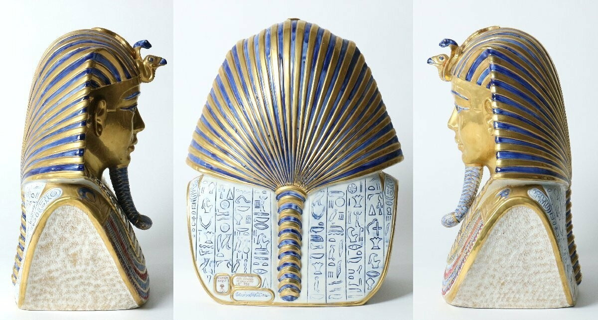 Capodimonte Porcelain Figurine Busts Of Nefertiti And Tutankhamen Pair