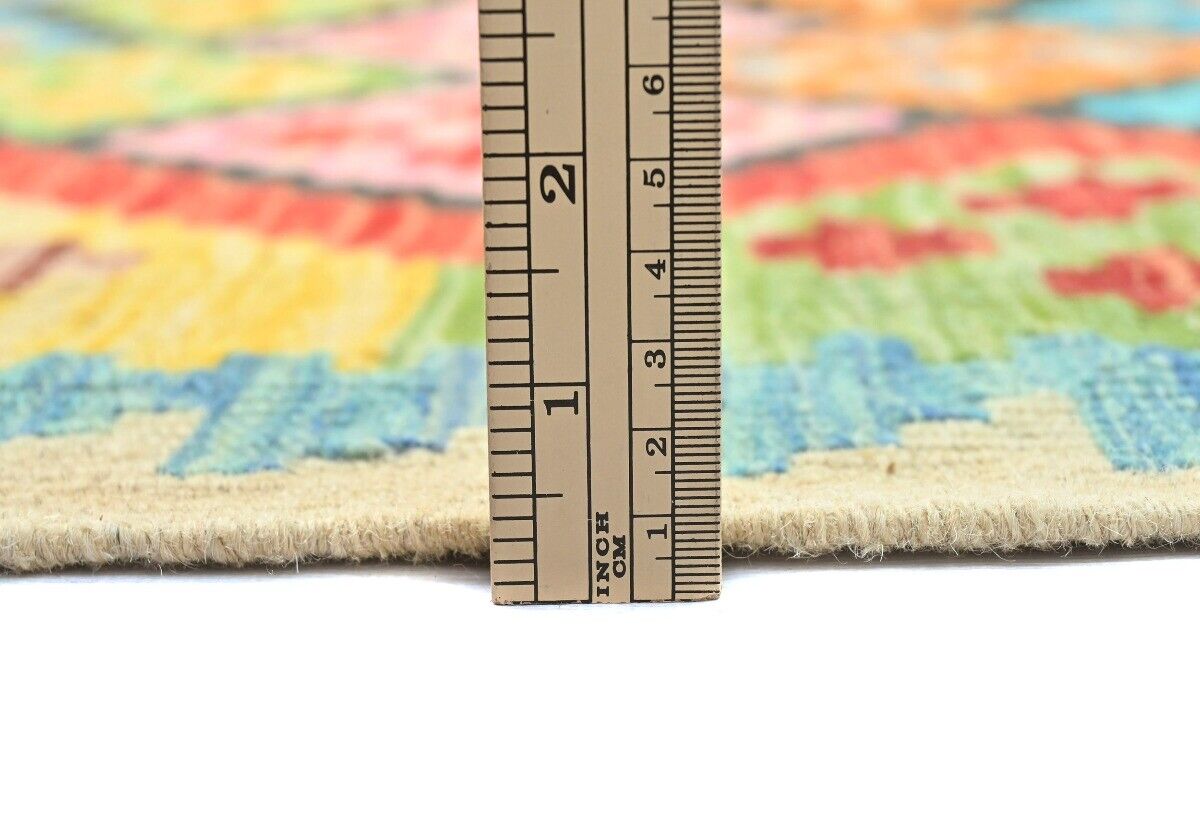 4X6 Ft Kilim Oriental Rug Multicolor Geometric