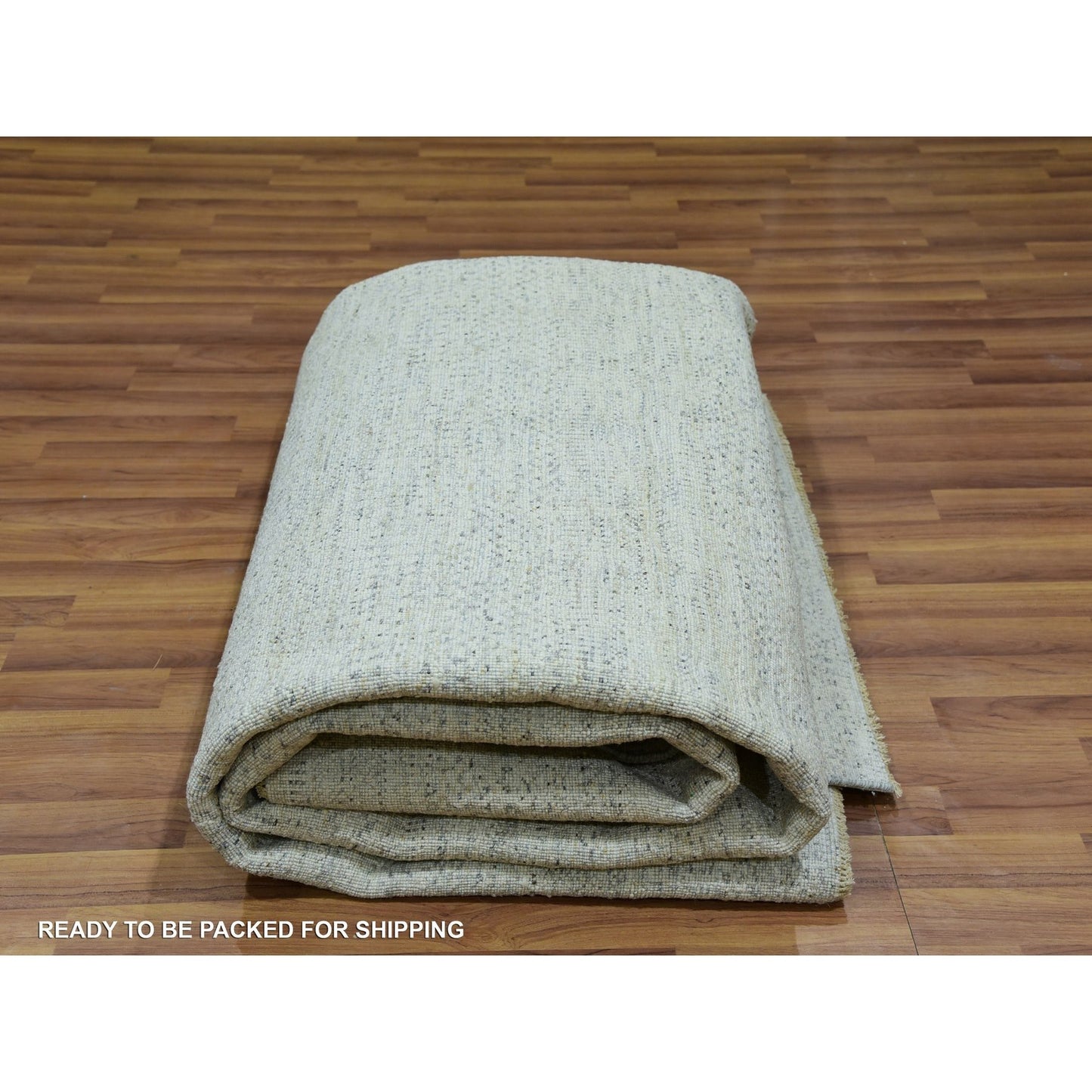 8'1"X9'10" Ivory Modern Grass Hand Knotted Sustainable Textile Wool Rug