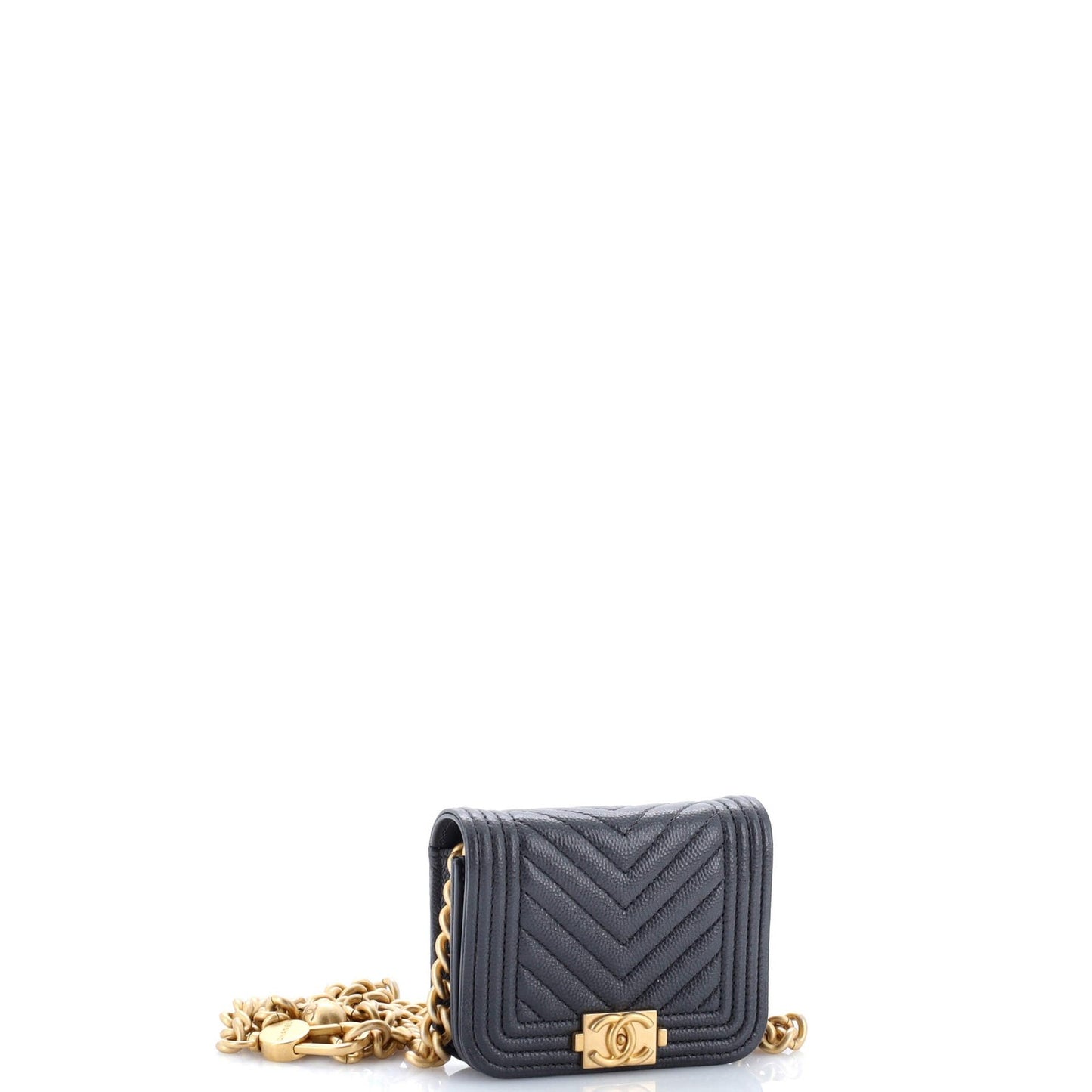 Chanel Boy Flap Chain Belt Bag Chevron Caviar