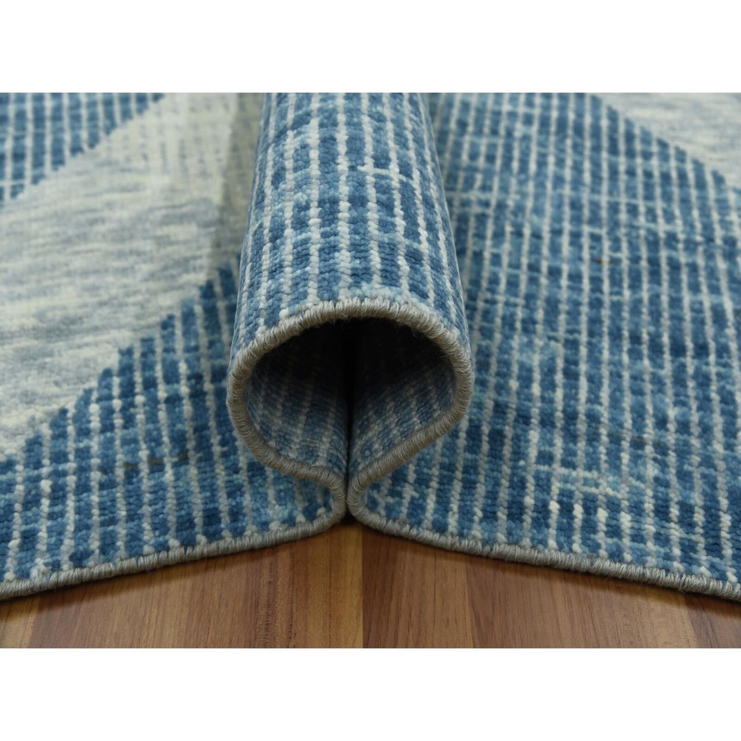 10'2"X14'2" Blue Wool Hand Knotted Geometric Art Deco Collection Rug