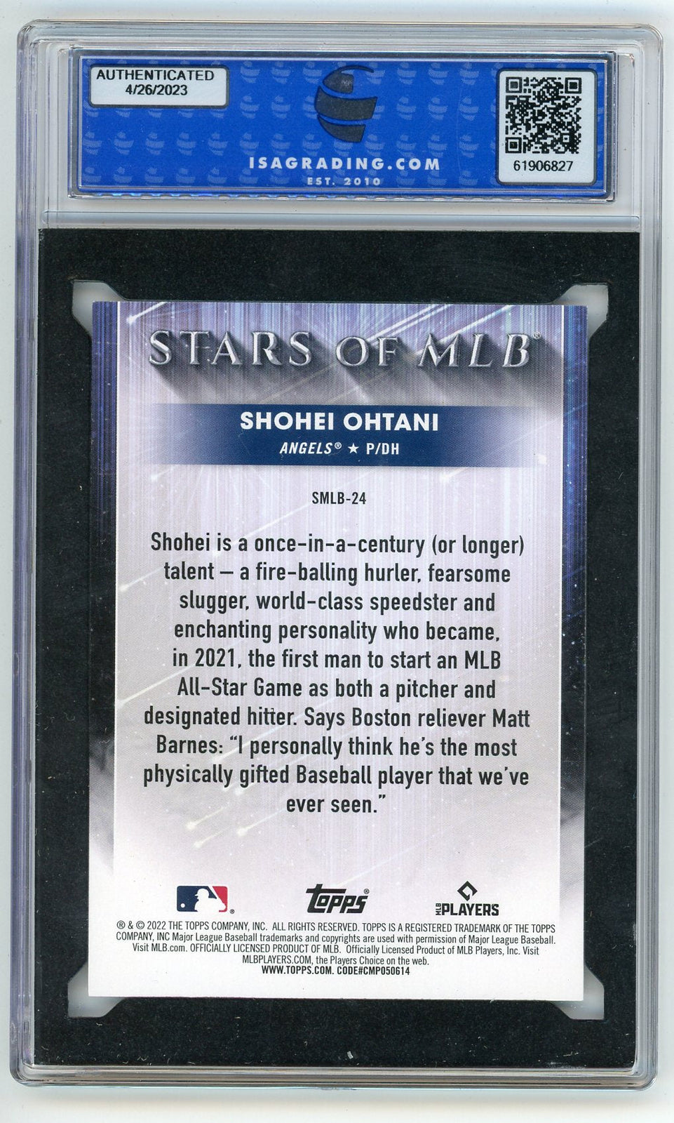 Shohei Ohtani 2019 Bowman Card #34 Isa 10