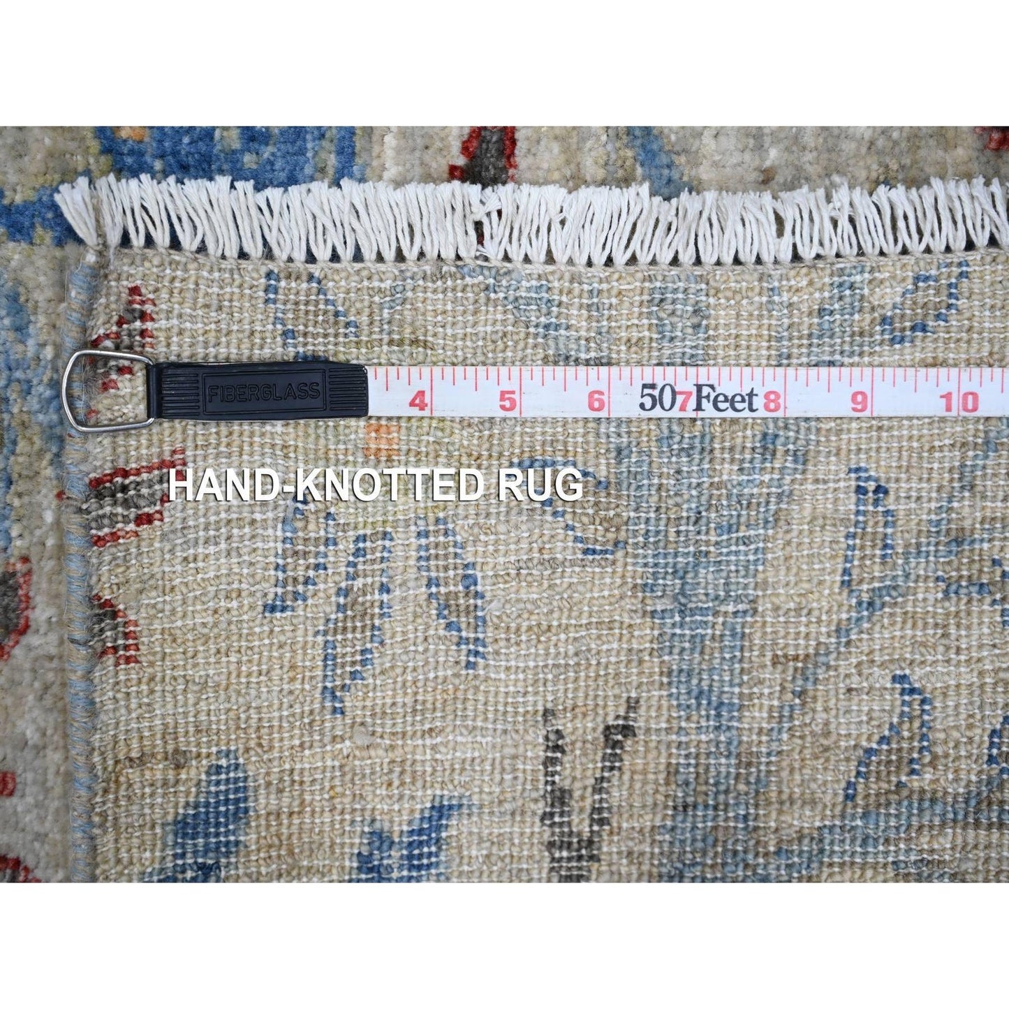 4'1"X16' Tint Gray Birds Of Paradise Peshawar Hand Knotted Oriental Rug