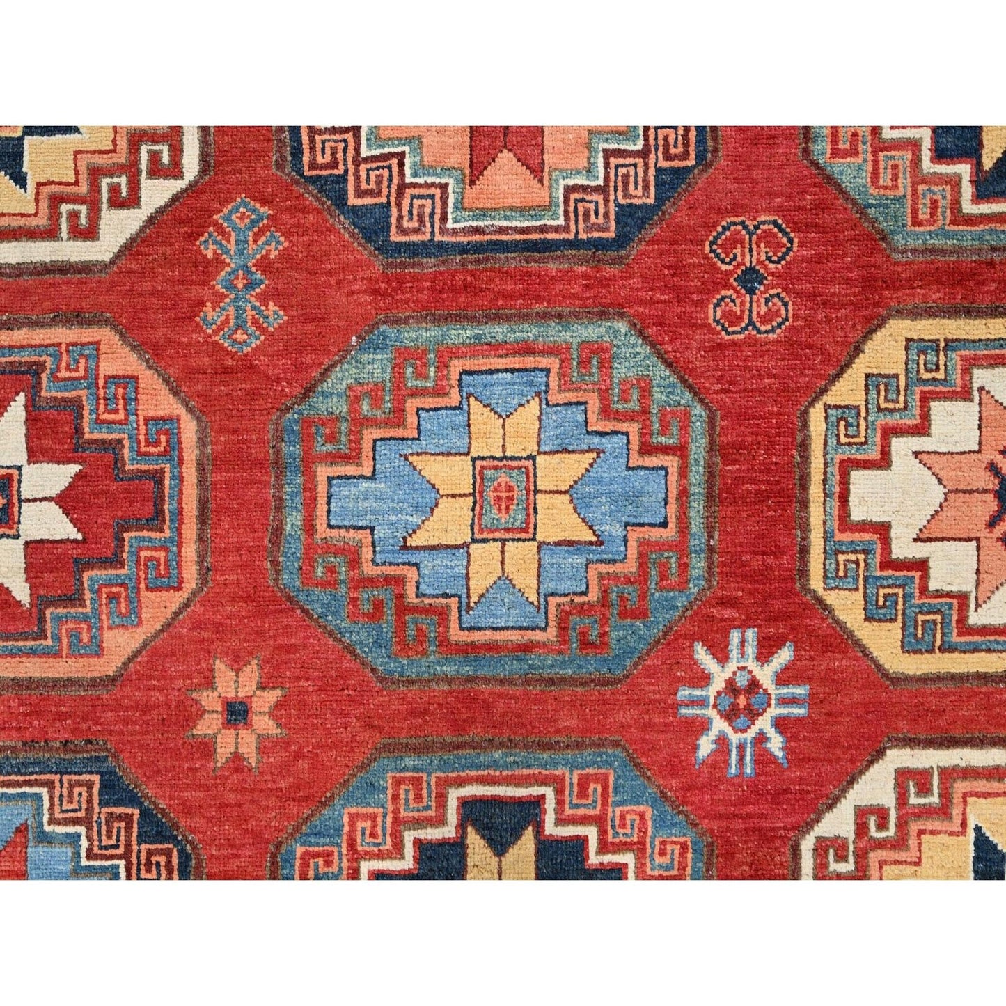 10'X13'10" Red Afghan Ersari Design Hand Knotted Natural Wool Rug