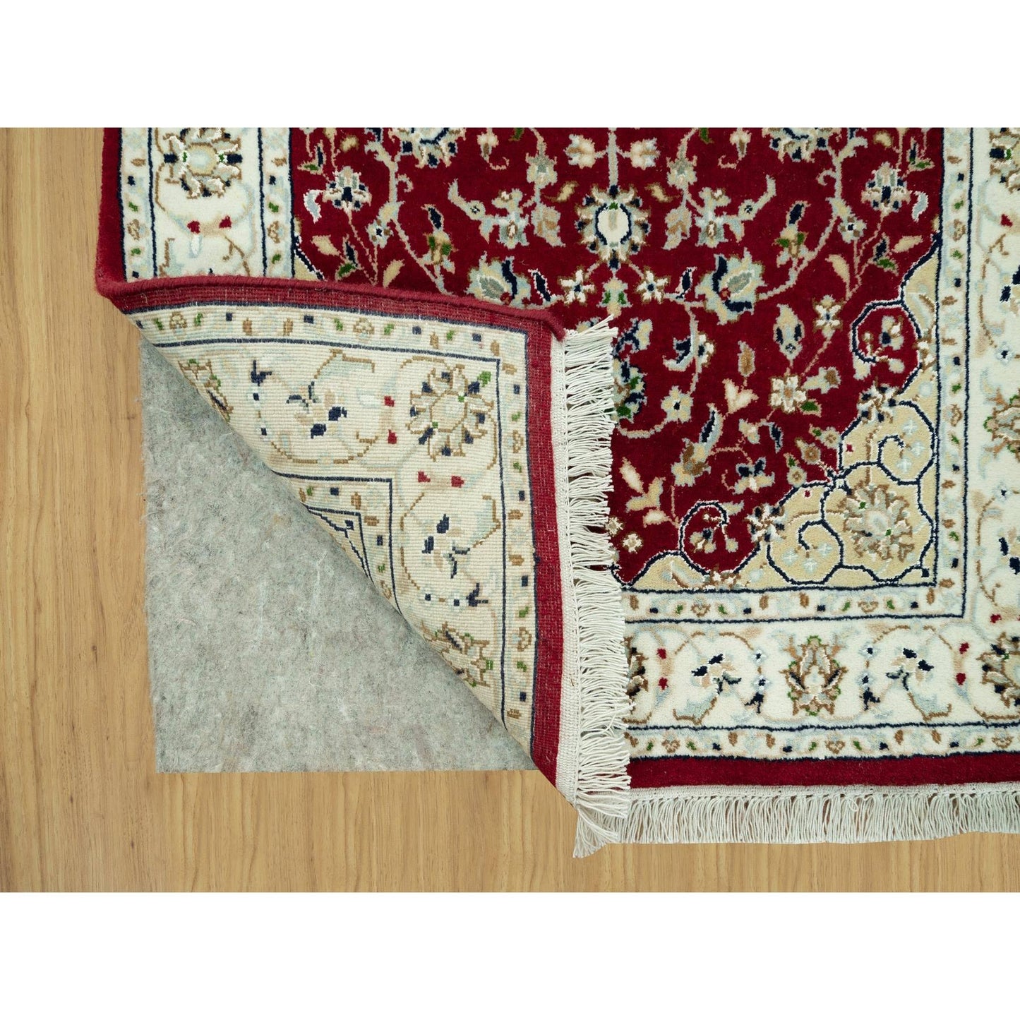 2'7"X4'1" Sun Dried Tomato Red Nain Central Medallion Hand Knotted Rug