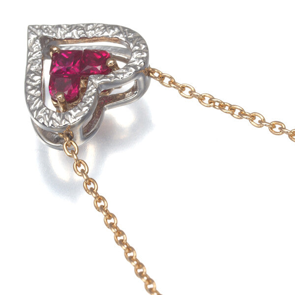 Star Jewelry Necklace Mysterious Heart Ruby 0.18Ct 2Way 18K Wg/Rg