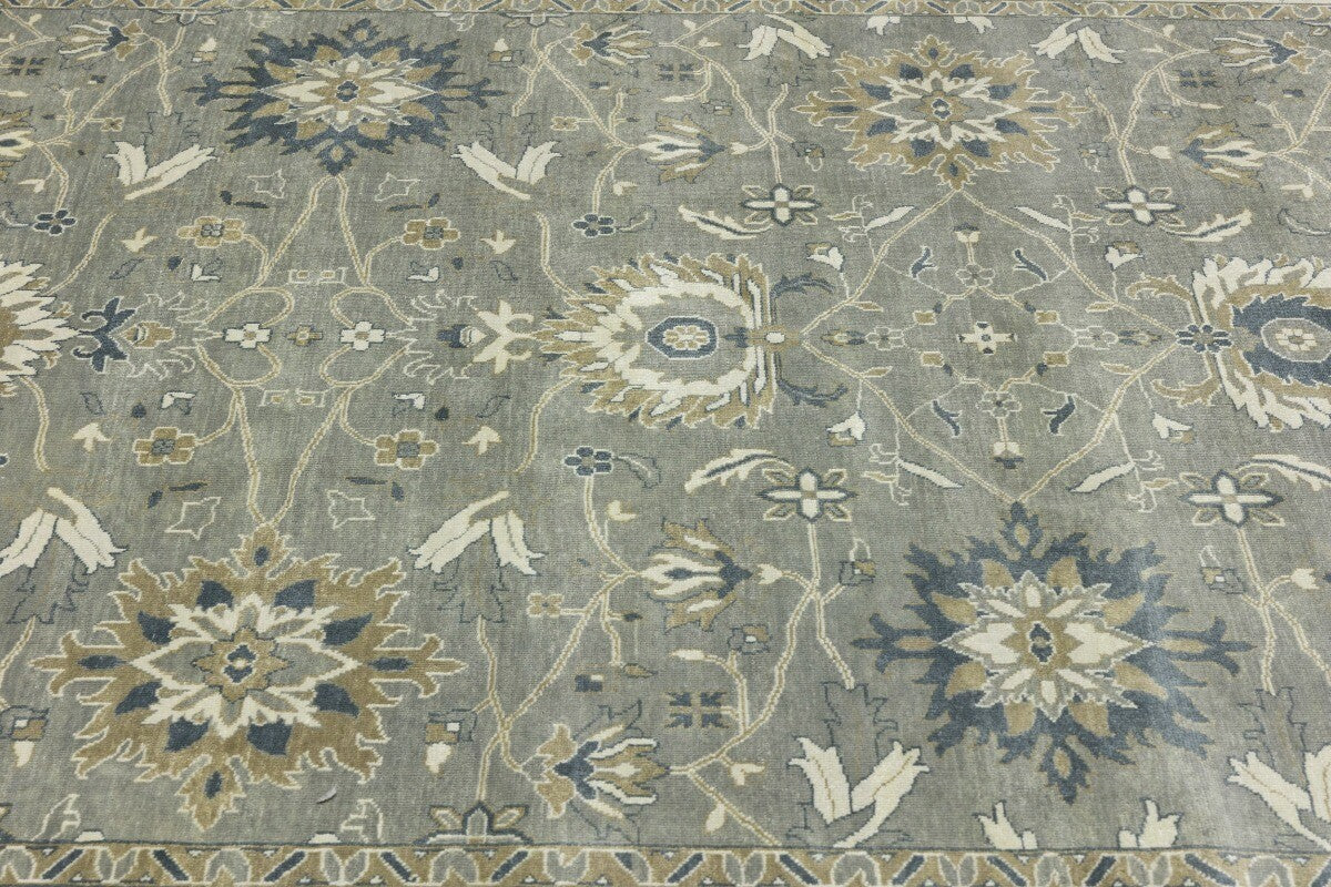 Handmade Peshawar Rug Taupe Floral Osh Chobi
