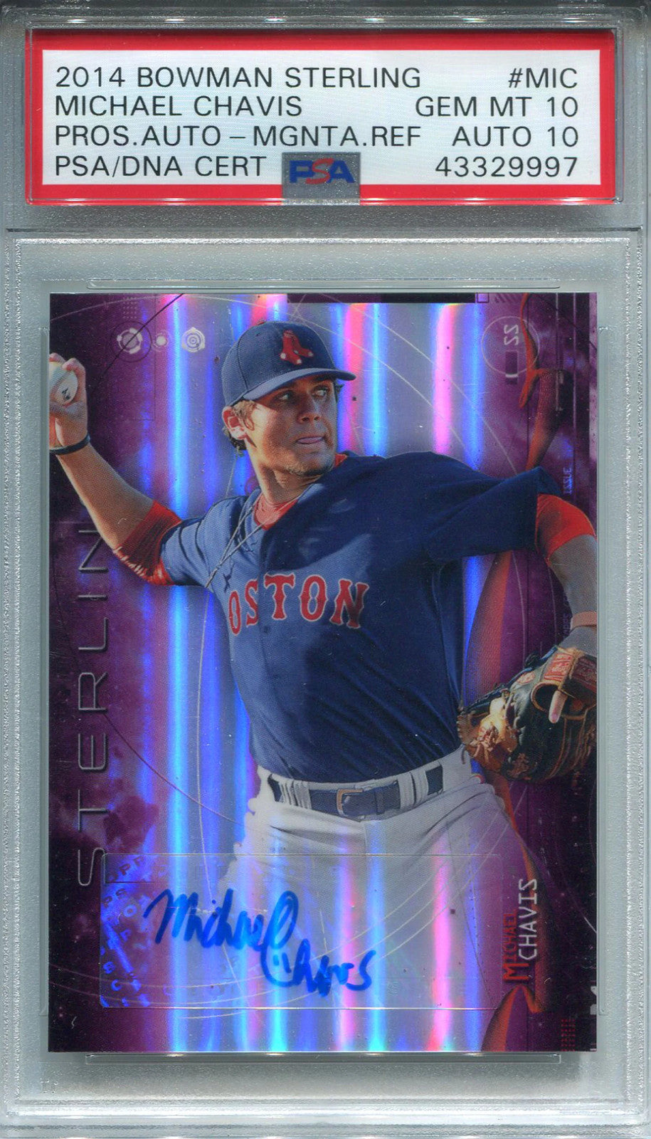 Michael Chavis Autographed 2014 Bowman Sterling Rookie Card (Psa)