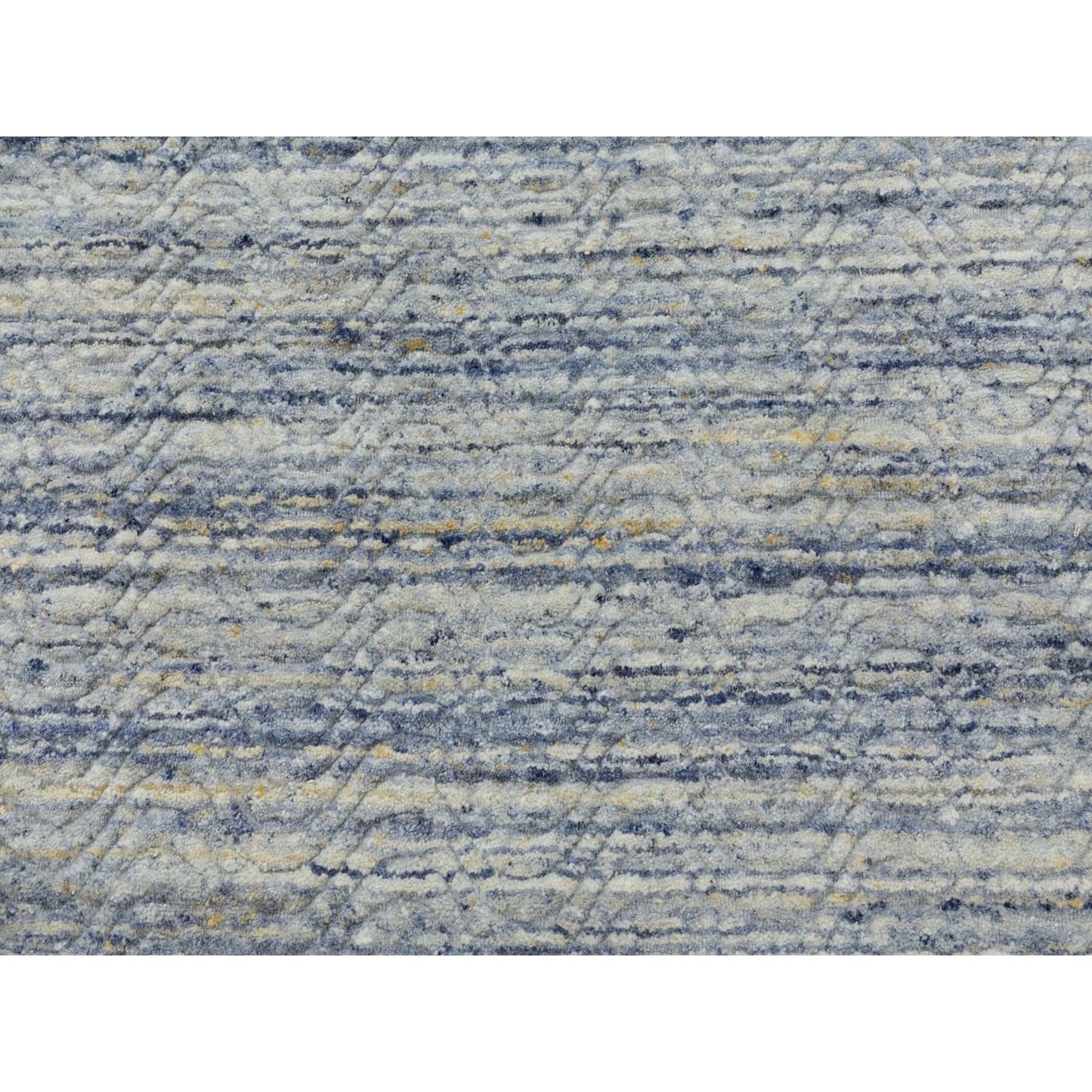 9'X11'9" Modern Blue Hand Loomed Design Organic Wool Oriental Rug