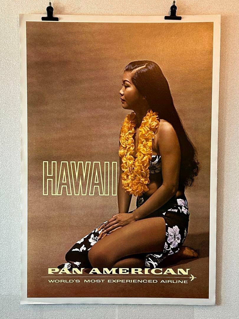 Pan American Ariline Pan Am Original Vintage Poster Hawaii Linen Backed