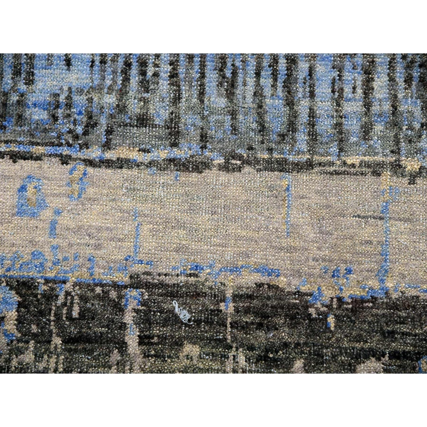 9'X12'5" Gray Brick Design Pure Wool Hand Knotted Oriental Rug